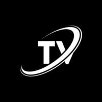 design de logotipo de letra de tv tv. letra inicial tv ligado círculo monograma maiúsculo logotipo vermelho e azul. logotipo de tv, design de tv. televisão, televisão vetor