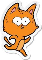 adesivo de um gato de desenho animado correndo vetor