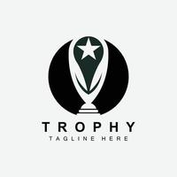 design de logotipo de troféu, vetor de troféu de campeonato vencedor do prêmio, marca de sucesso