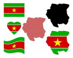 mapear diferentes tipos e símbolos do Suriname em um fundo branco vetor
