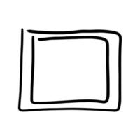 moldura retangular desenhada à mão. doodle em estilo linear com borda de rabisco. elemento desenhado simples em forma de arranhão. ilustração em vetor quadrado preto isolada em branco