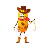 personagem de cowboy de micronutrientes de sódio ou natrium vetor