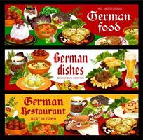 banners de cozinha alemã, pratos de comida, menu de refeições vetor