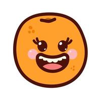 kawaii laranja em estilo cartoon. personagem de fruta fofa com rosto sorridente. ilustração vetorial isolada no fundo branco. vetor