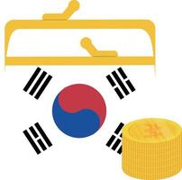 vetor de bandeira sul-coreana desenhado à mão, won sul-coreano