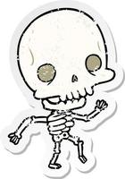 vinheta angustiada de um esqueleto de desenho animado vetor