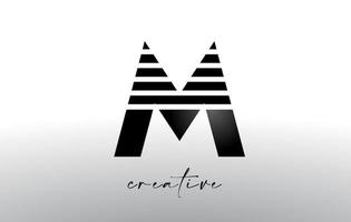 design de logotipo de letras letra m com linhas criativas cortadas na metade da carta vetor