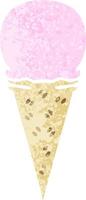 estilo de ilustração retrô peculiar cartoon casquinha de sorvete de morango vetor