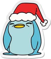 desenho de adesivo de natal de pinguim kawaii vetor