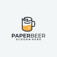 design de logotipo de papel e cerveja vetor