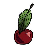 clipart de cereja vetorial. ícone de baga desenhada de mão. ilustração de frutas vetor