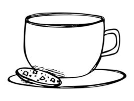 xícara fofa de ilustração de chá ou café. clipart de caneca simples. doodle em casa aconchegante vetor