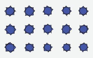 conjunto de ilustração vetorial colorida de padrão de símbolo de geometria de estrela de oito pontas de doodle desenhado à mão usando esferográfica para desenhar, rabiscar arte vetor