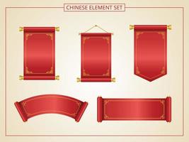rolagem chinesa com cor vermelha no estilo papercut vetor