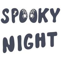 doodle bonito desenhado à mão letras de noite assustadora com ossos para o feriado de halloween. elemento gráfico de design único. vetor