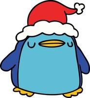 desenho de natal do pinguim kawaii vetor