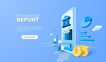 serviço bancário de relatório financeiro com aplicativo móvel
