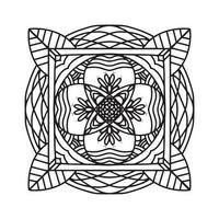 mandala circular padrão preto e branco, decorado com arte de mandala legal boêmia, flores de henna, rito mehndi e simétrico monocromático. mandal de página de livro para colorir, terapia anti-stress. vetor