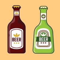 garrafa de cerveja em design plano com rótulo vetor