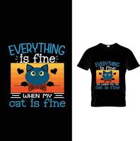 melhor design de camiseta de amante de gato e café vetor