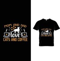 melhor design de camiseta de amante de gato e café vetor