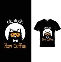 melhor design de camiseta de amante de gato e café vetor