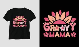 groovy mama - camiseta mãe ondulada retrô groovy vetor