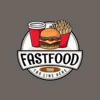 vetor de desenho animado de hambúrguer de fast food de logotipo