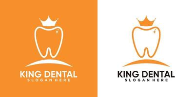 design de logotipo dental rei com conceito creativ e estilo de arte de linha vetor