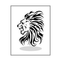 arte de uma linha de ilustração de ícone de leão com borda de quadro vetor