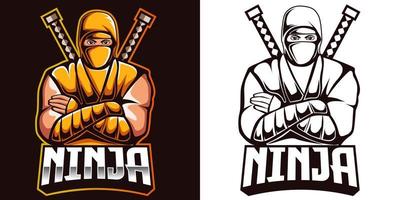 design de mascote do logotipo do ninja esport vetor