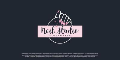 vetor de design de logotipo de nail art com estilo moderno e criativo