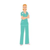 médica mulher com estetoscópio. medicina de profissão. ilustração vetorial em estilo simples vetor