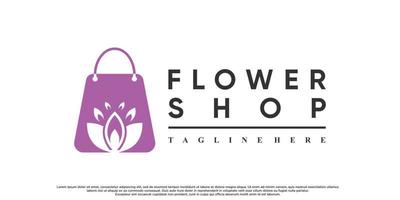 loja online e design de logotipo de flores com vetor premium de conceito moderno