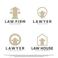 conjunto de design de logotipo de advogado ou justiça com vetor premium de conceito criativo