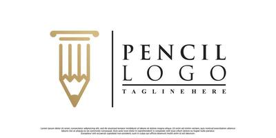 design de logotipo de lápis com vetor premium de conceito criativo