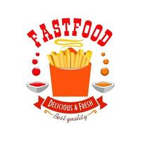 emblema de batatas fritas. ícone de fast food de melhor qualidade vetor