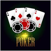 banner de poker com cartas de baralho e fichas vetor