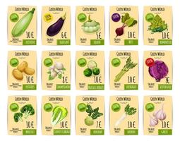 preço de vegetais orgânicos ou design de conjunto de rótulos vetor