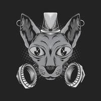 ilustração de gato sphynx preto e branco vetor
