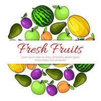 bandeira de frutas frescas. emblema de ícones de frutas vetor
