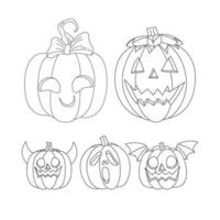 ilustração de arte de linha de abóbora de halloween para colorir página vetor