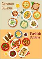 ícone de cozinha alemã e turca para design de menu vetor