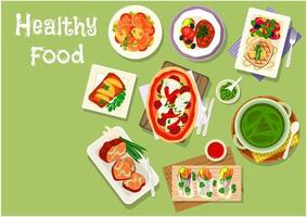 ícone de pratos de refeição de almoço para design de comida saudável vetor