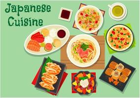 ícone de pratos de cozinha japonesa para design de menu vetor