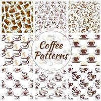 conjunto de fundo padrão sem costura de xícara de café vetor