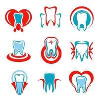 conjunto de ícones de vetor de dente de odontologia