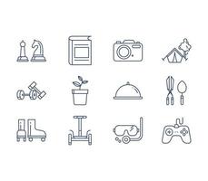 conjunto de ícones de hobbies e atividades vetor