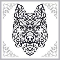 artes de mandala de cabeça de cachorro isoladas em fundo preto branco vetor