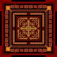 design geométrico padrão dourado ideal para lenço de seda, lenço, bandana, gravata, xale, hijab, tecido, têxtil, papel de parede, tapete, cobertor, cerâmica ou azulejos. arte para impressão de moda. vetor